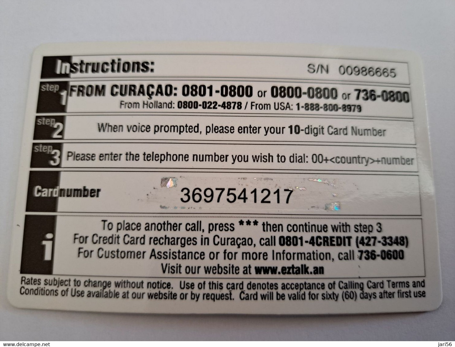 CURACAO NAF 10,-  DUTCH HOUSES IN CURACAO GENERAL PREPAID/SCRATCH &WIN/ 3XROBBIES    EZ TALK/ USED  ** 10813** - Antilles (Neérlandaises)