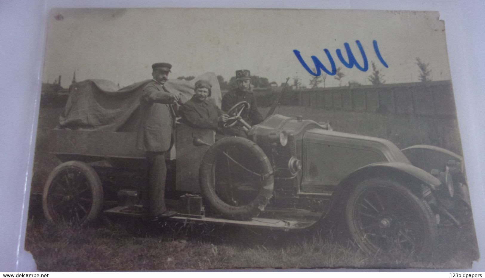WWI  Rare Photo 1914-18 -CAMION AUTOMOBILE  CHAUFFEUR CAVALERIE - 1914-18