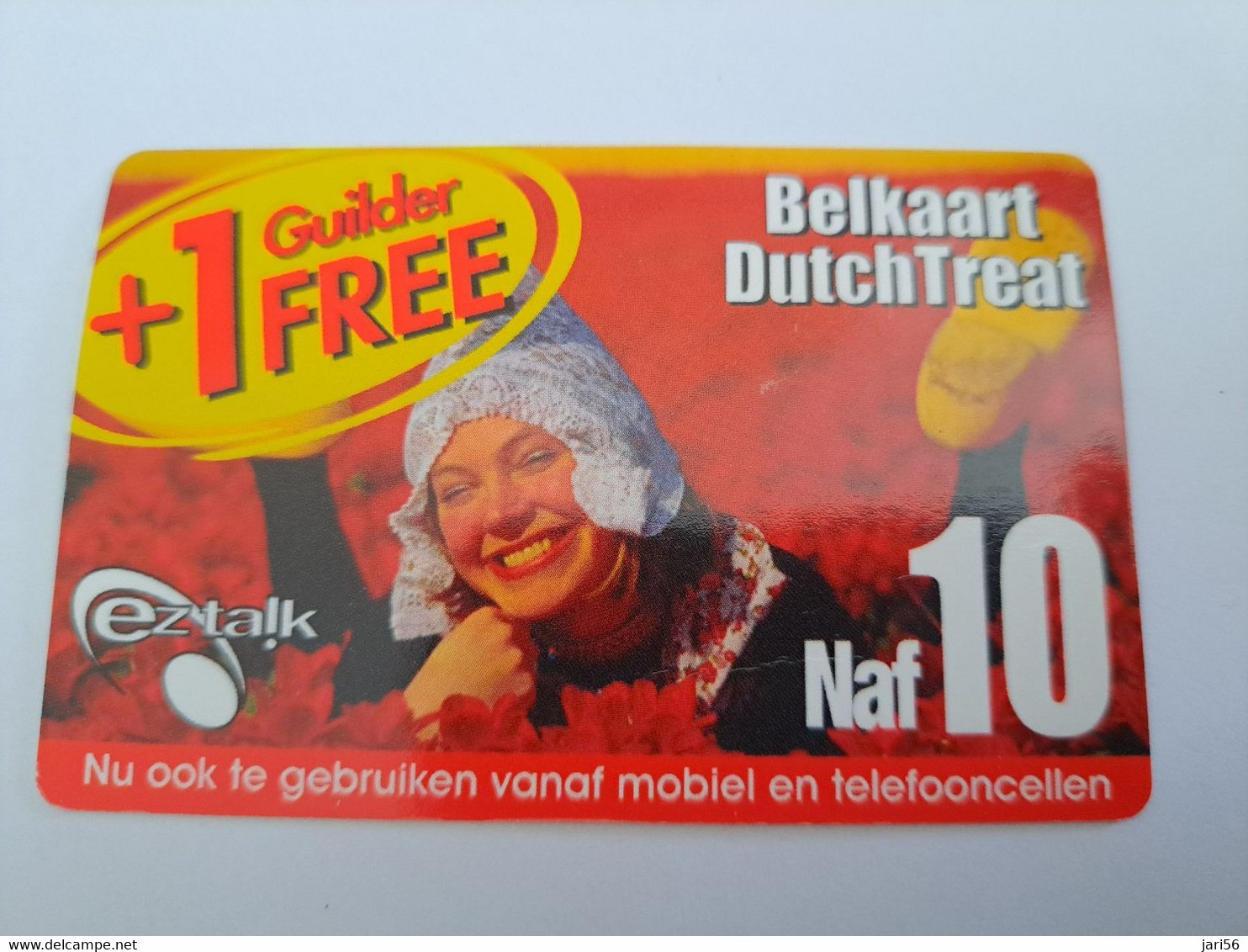 CURACAO NAF 10,-+ 1 GUILDER FREE  BELKAART DUTCH TREAT  SCARLET ( Diff Backside)   EZ TALK     ** 10827** - Antilles (Neérlandaises)