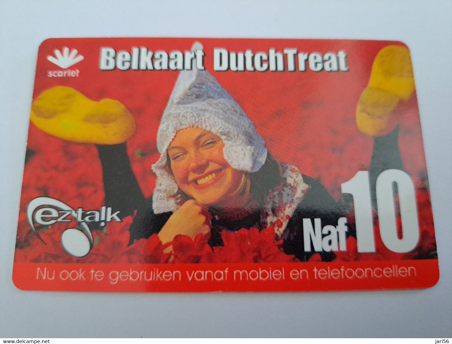 CURACAO NAF 10,- BELKAART DUTCH TREAT  SCARLET ( Diff Backside)   EZ TALK     ** 10829** - Antilles (Netherlands)