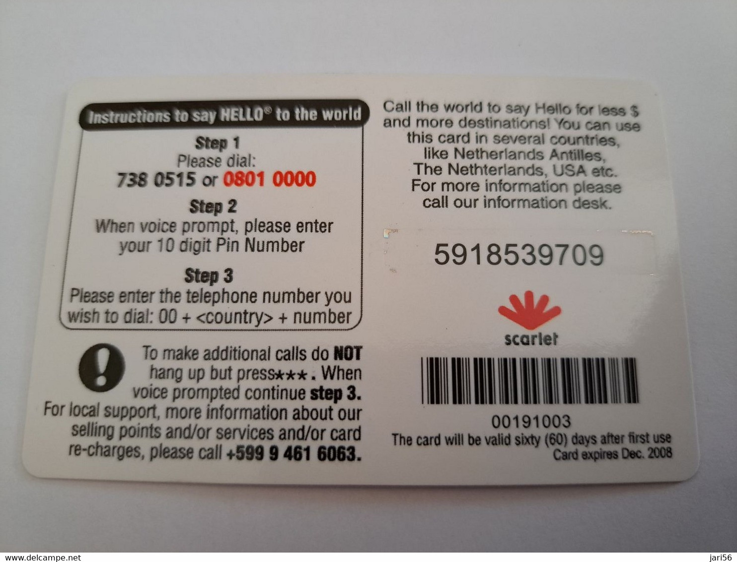 CURACAO NAF 10,- CALL NOW TO SAY  HELLO /SCARLET  ( Diff Backside)   EZ TALK     ** 10831** - Antilles (Neérlandaises)