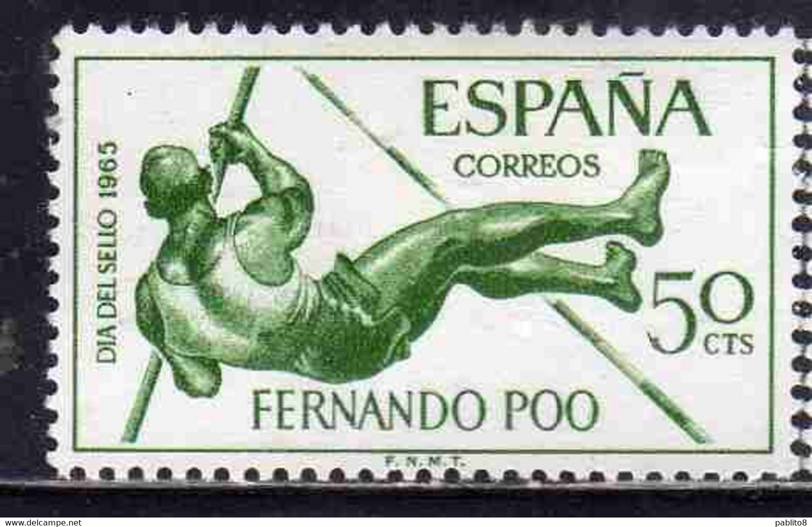 FERNANDO PO POO 1965 STAMP DAY DIA DEL SELLO POLE VAULT 50c MNH - Fernando Po