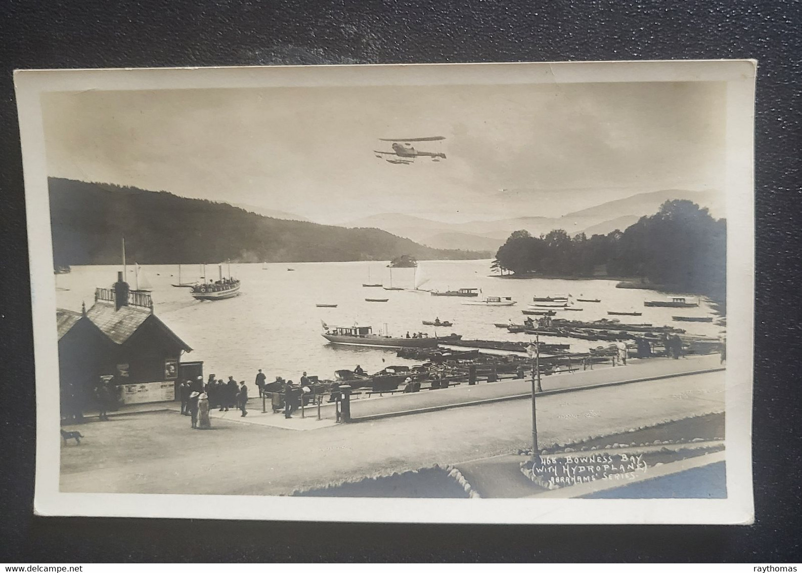 5 OLD PHOTO CARDS - LAKE DISTRICT - CHURCH AND ISLAND AT GRASSMERE, CHURCH AT HELVELLYN,  KESWICK TOWN CENTRE AND BOWNES