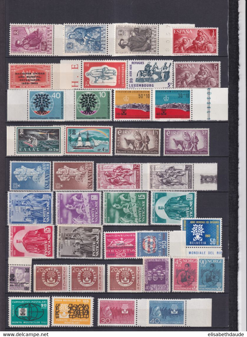 ANNEE DU REFUGIE - 1960  - COLLECTION A PRIORI COMPLETE ! 9 PAGES ! ** MNH - COTE YVERT = 700 EUR.
