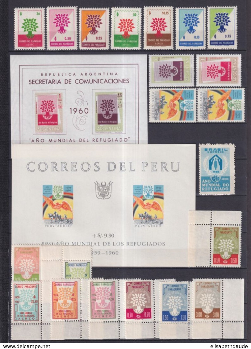 ANNEE DU REFUGIE - 1960  - COLLECTION SAUF BLOC COREE ET 1 BLOC AFGHAN 9 PAGES ! ** MNH - COTE YVERT = 625 EUR. - Collezioni (senza Album)