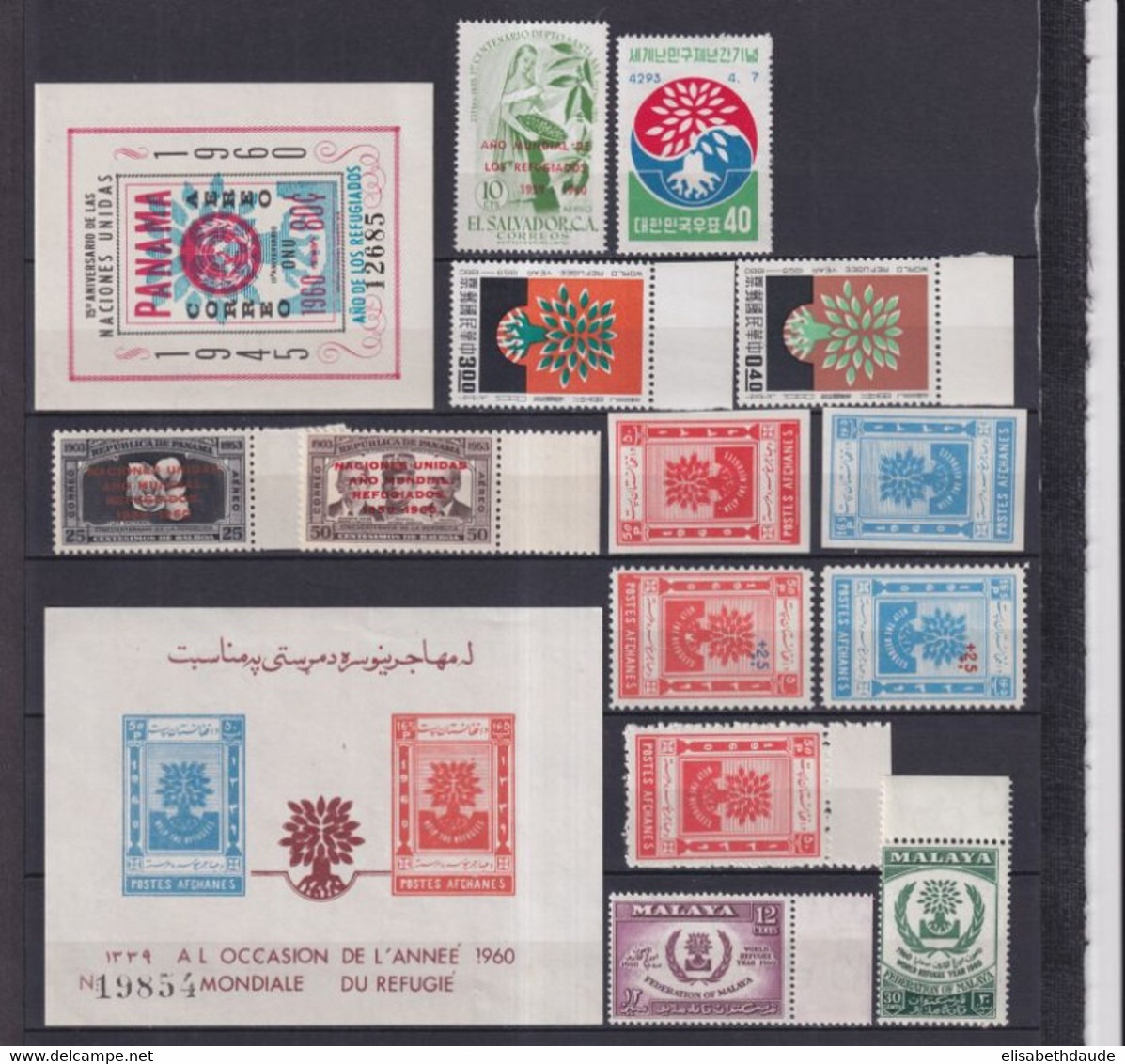 ANNEE DU REFUGIE - 1960  - COLLECTION SAUF BLOC COREE ET 1 BLOC AFGHAN 9 PAGES ! ** MNH - COTE YVERT = 625 EUR. - Collections (sans Albums)