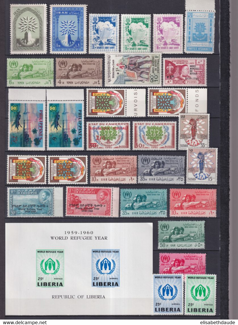 ANNEE DU REFUGIE - 1960  - COLLECTION SAUF BLOC COREE ET 1 BLOC AFGHAN 9 PAGES ! ** MNH - COTE YVERT = 625 EUR.