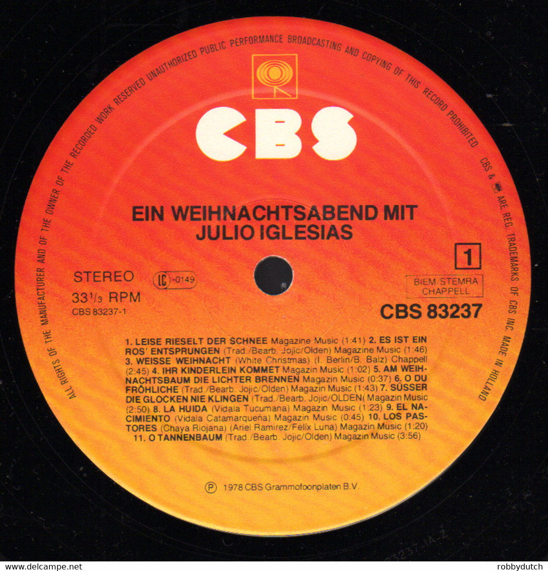 * LP *  EIN WEINACHTSABEND MIT JULIO IGLESIAS (Holland 1978 EX-!!) - Kerstmuziek