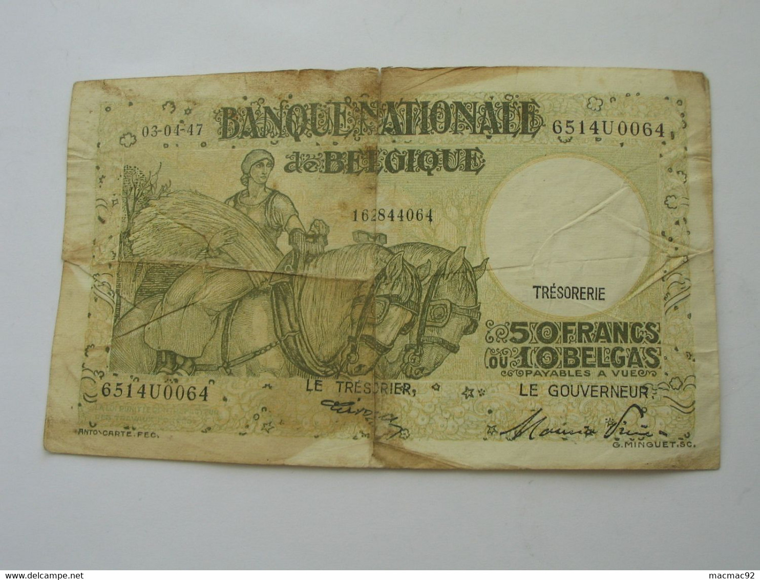 BELGIQUE - 50 Francs  FRANK 1947  - Banque Nationale De Belgique  **** EN ACHAT IMMEDIAT **** - 50 Francs