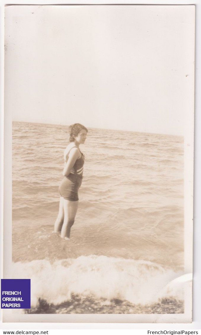 Thonon Les Bains / Le Bain - Lac Léman - Photo 1933 6,5x11cm Femme Baignade Mi-nue Maillot Années 30 Baigneuse A80-32 - Lugares