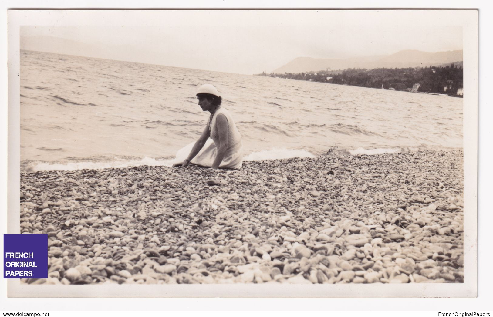 Thonon Les Bains / Le Bain - Lac Léman - Photo 1933 6,5x11cm Femme Plage Robe Années 30 Baigneuse A80-34 - Lugares