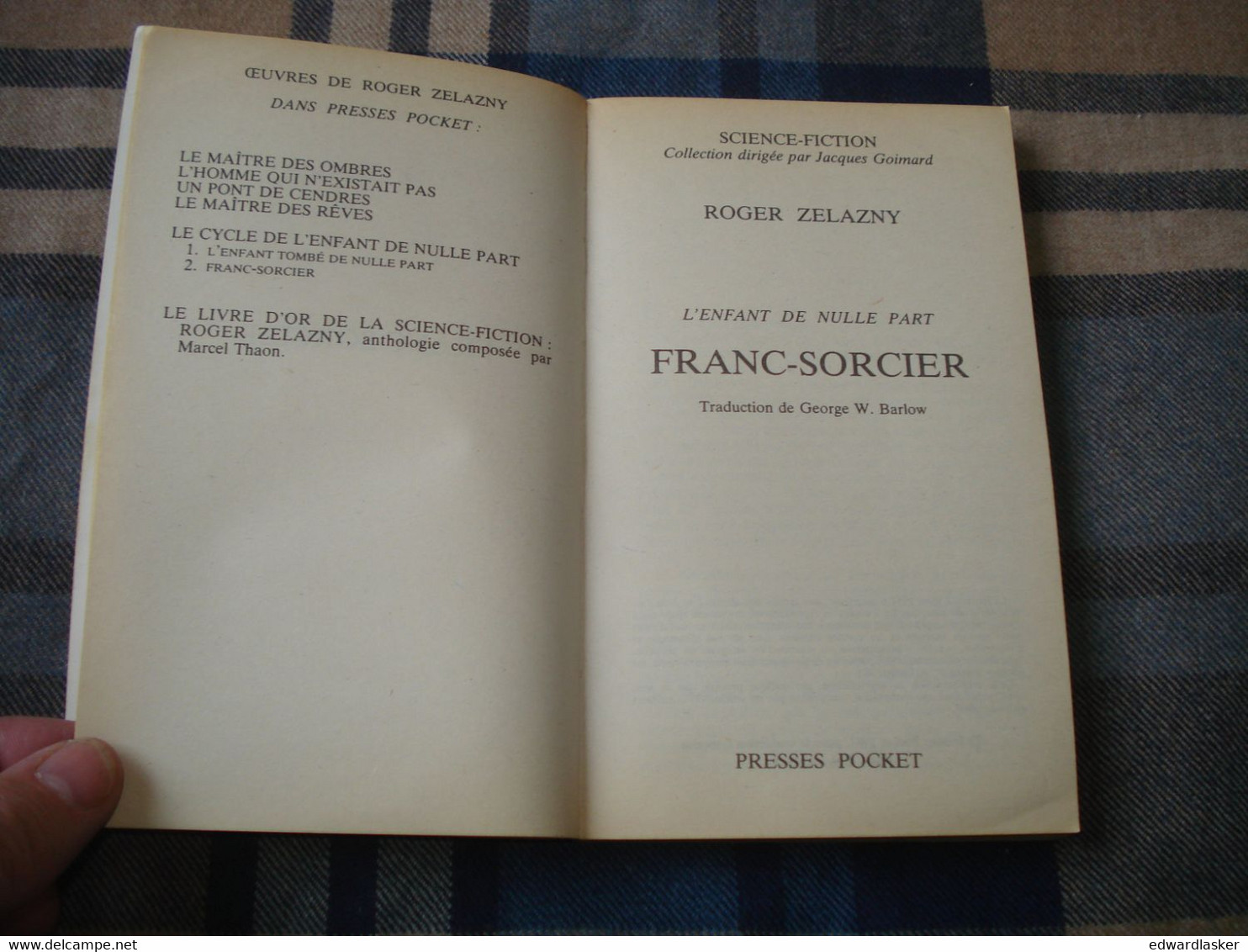 PRESSES POCKET SF 5258 : Franc-Sorcier L'enfant De Nulle Part /Roger Zelazny - EO Mai 1987 - TBE - Presses Pocket