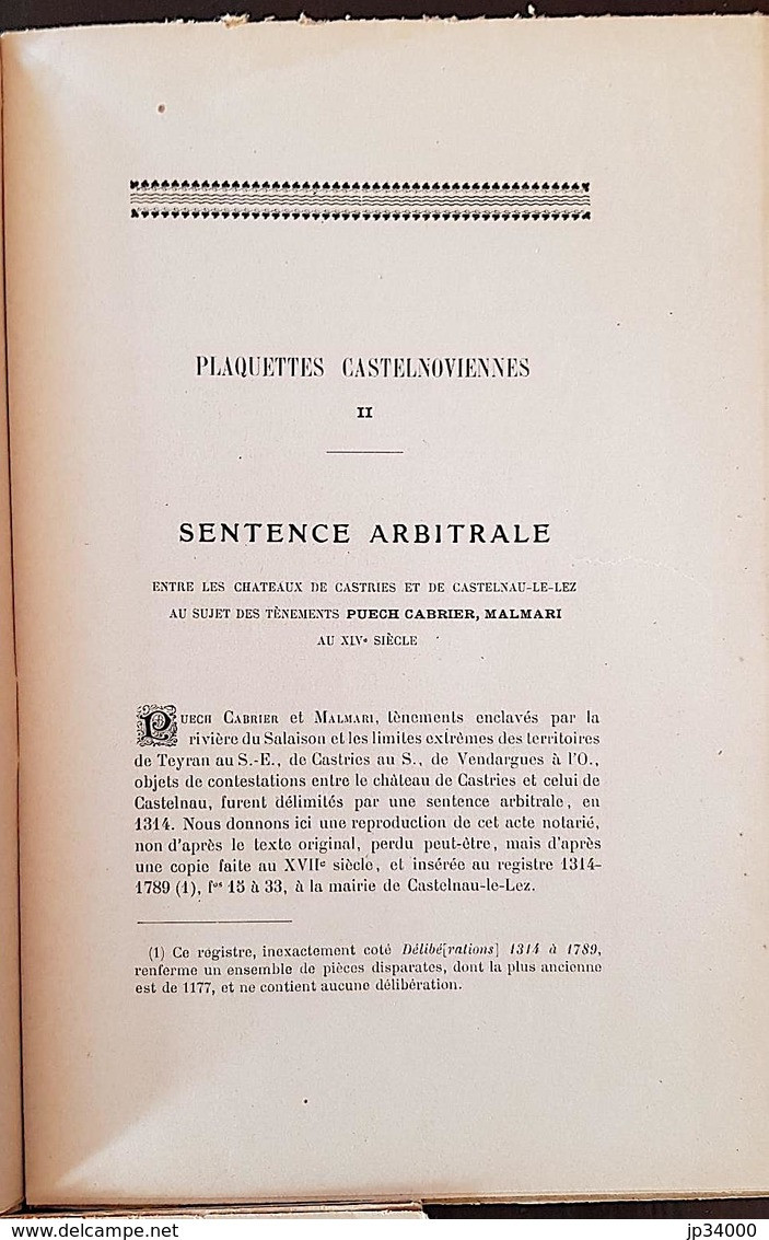 PLAQUETTES CASTELNOVIENNES I + II + III (Castelnau Le Lez) Par L'Abbé VILLEMAGNE 1913 (Herault, Languedoc, Occitanie) - Languedoc-Roussillon