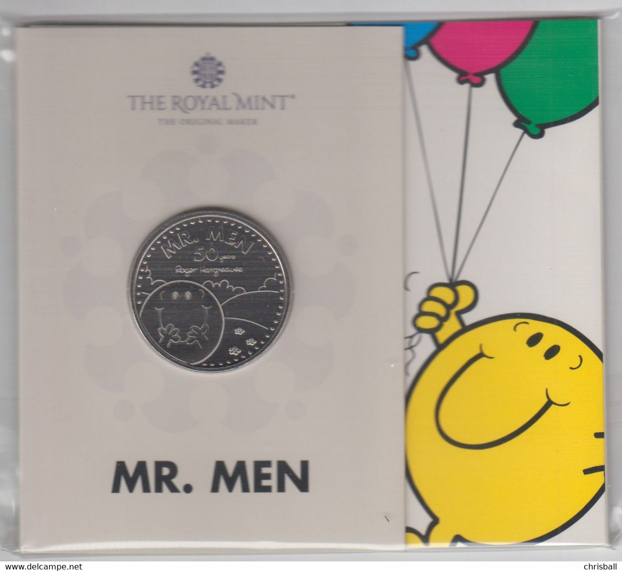 Great Britain UK Mr Men £5 Five Pound Coin Mr Happy - 2021 Royal Mint Pack - 5 Pounds