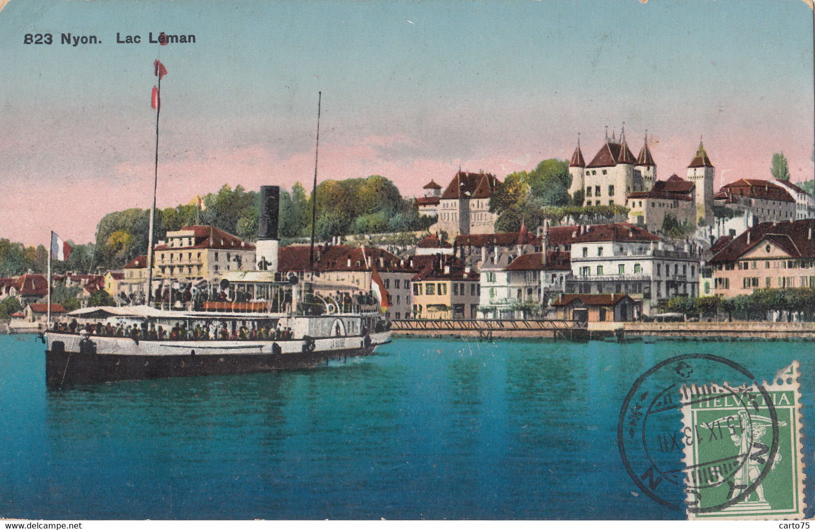 Transports - Bâteaux - Bâteau Vapeur - Bâteau-bus Navette - Nyon - 1913 - Adressée à Villenauxe Aube - Pêche