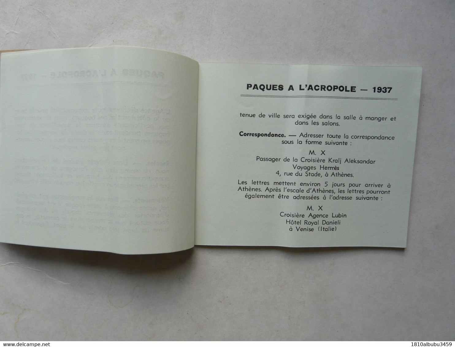 CARNET DE ROUTE - PAQUES A L'ACROPOLE - CROISIERE à Bord Fu M. V. ROI ALEXANDRE Du 20 Mars Au 5 Avril 1937 - Europe