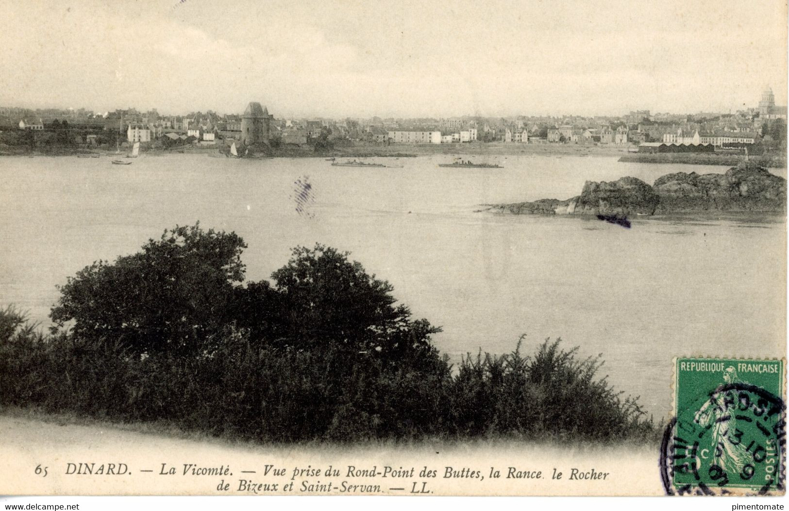 DINARD LE VICOMTE VUR PRISE DU ROND POINT DES BUTTES LA RANCE LE ROCHER DE BIZEUX ET SAINT SERVAN 1907 - Dinard