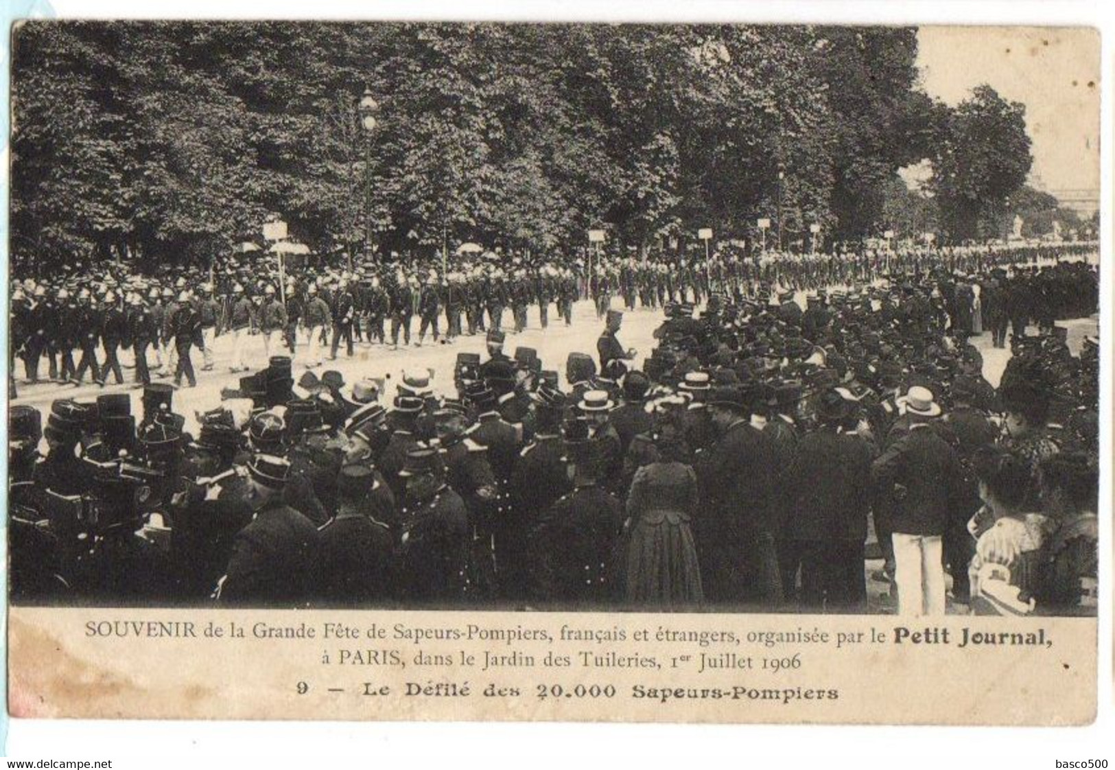 1906 PARIS - Carte Défilé Sapeurs Pompiers Au Jardin TUILERIES - Sapeurs-Pompiers