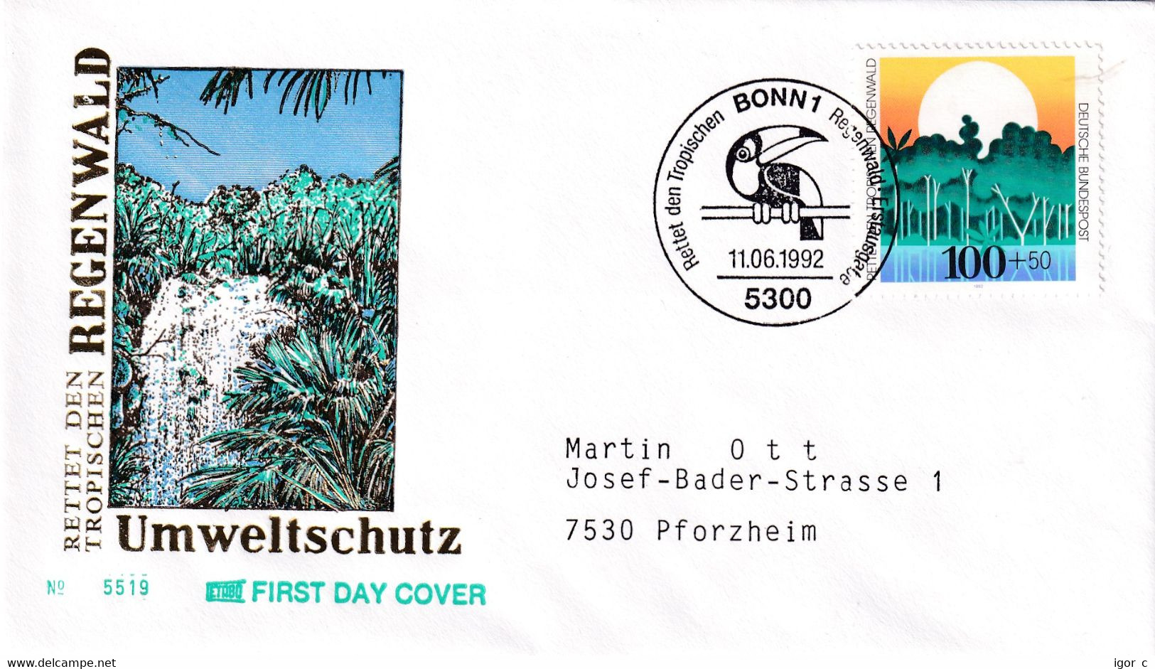 Germany 1992 Cover: Nature Protection; Save Tropic Forest; Rettet Den Tropischen REgenwald; Tukan Tucan - Protection De L'environnement & Climat