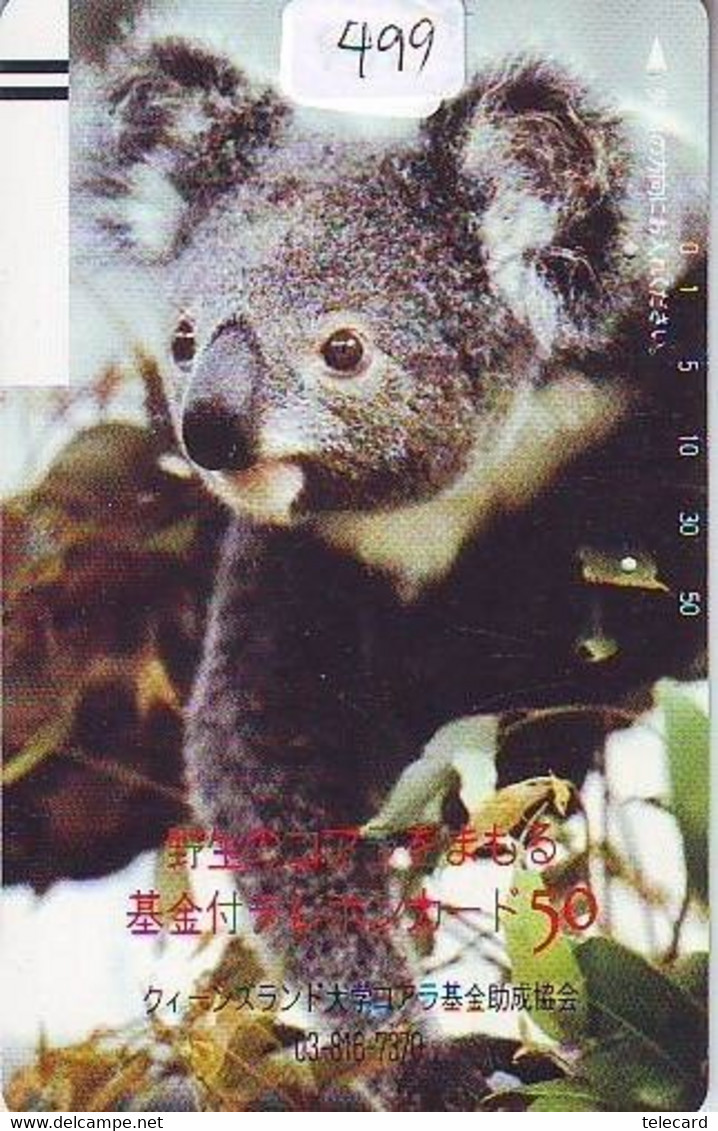 Telecarte Japon * KOALA BEAR * Koalabär (499) BALKEN * FRONTBAR 330-2945 * PHONECARD JAPAN ANIMAL * TIER TELEFONKARTE * - Dschungel