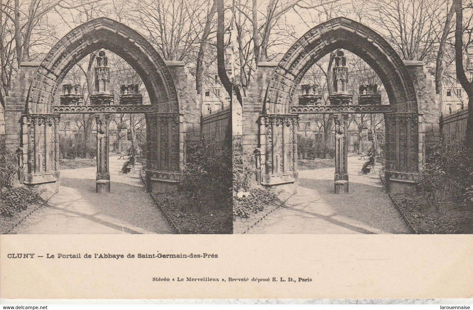 Vue Stéréoscopique - Cluny - Le Portail De L' Abbaye De Saint Germain Des Prés - Cartes Stéréoscopiques