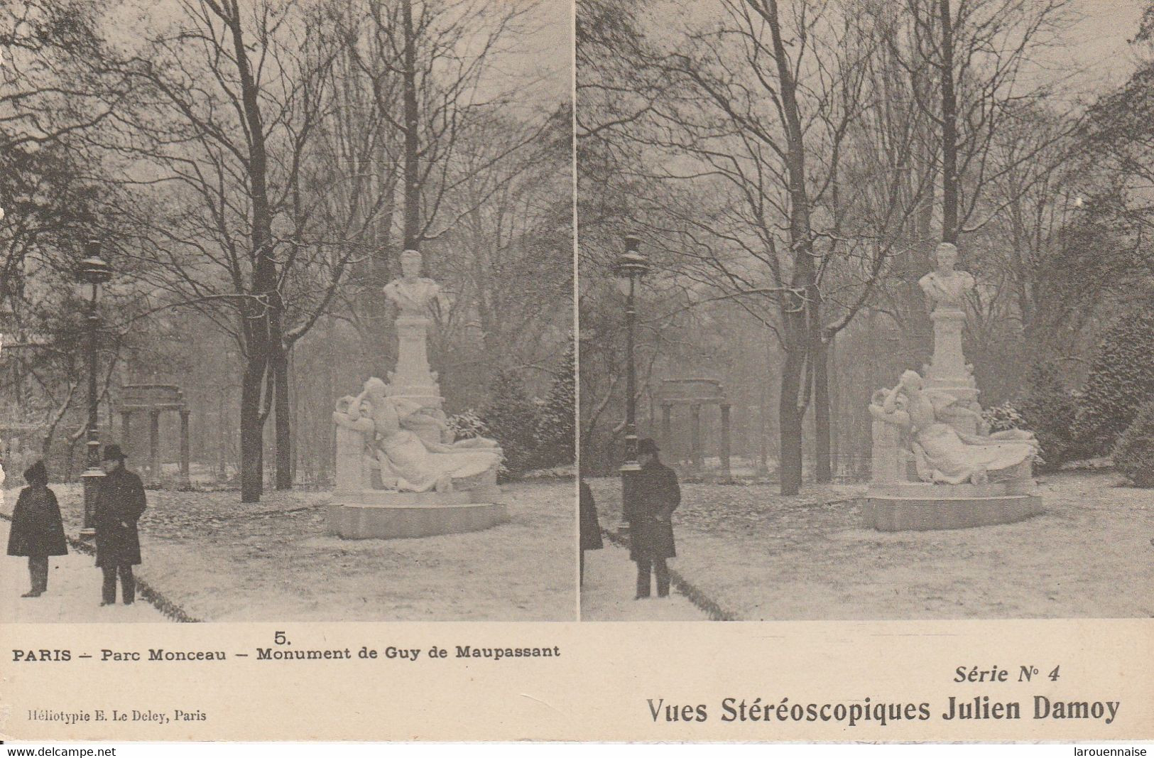 Vues Stéréoscopiques Julien Damoy - Paris - Parc Monceau - Monument De Guy De Maupassant - Cartes Stéréoscopiques