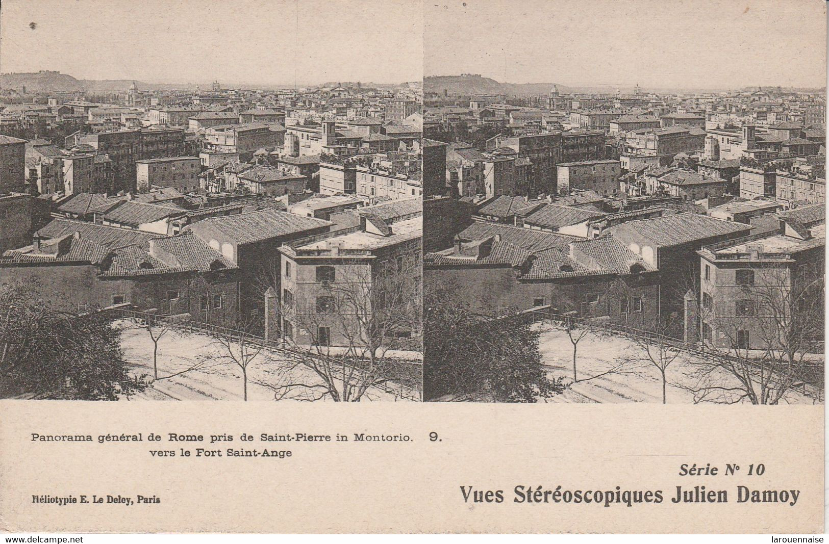 Vues Stéréoscopiques Julien Damoy - Panorama Général De Rome Pris De Saint Pierre In Montorio Vers Le Fort Saint Ange - Cartes Stéréoscopiques