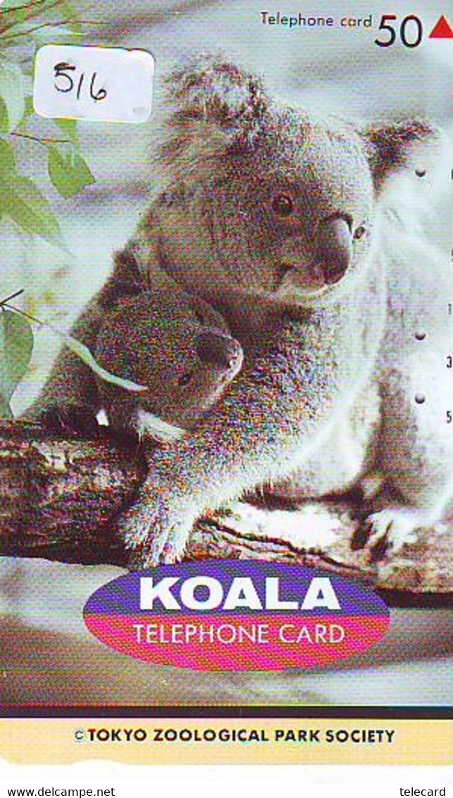 Telecarte Japon * KOALA * BEAR * Koalabär (516) * PHONECARD JAPAN ANIMAL * TIER TELEFONKARTE - Dschungel