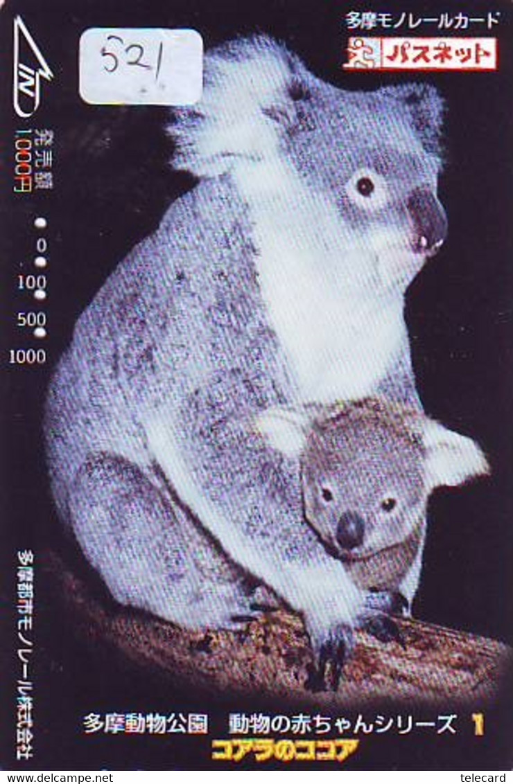 Telecarte Japon * KOALA * BEAR * Koalabär (521) * PHONECARD JAPAN ANIMAL * TIER TELEFONKARTE - Selva