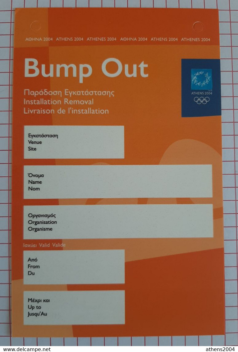 Athens 2004 Olympic Games - Accreditation (Bump Out) - Apparel, Souvenirs & Other