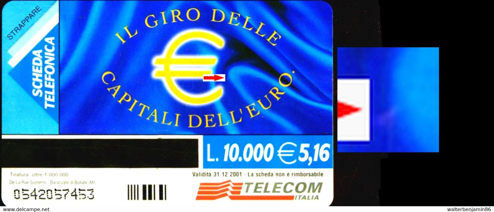 G 1091 C&C 3213 SCHEDA TELEFONICA NUOVA MAGNETIZZATA CAPITALI DELL' EURO MADRID VARIANTE SEGNO ROSSO - Errori & Varietà