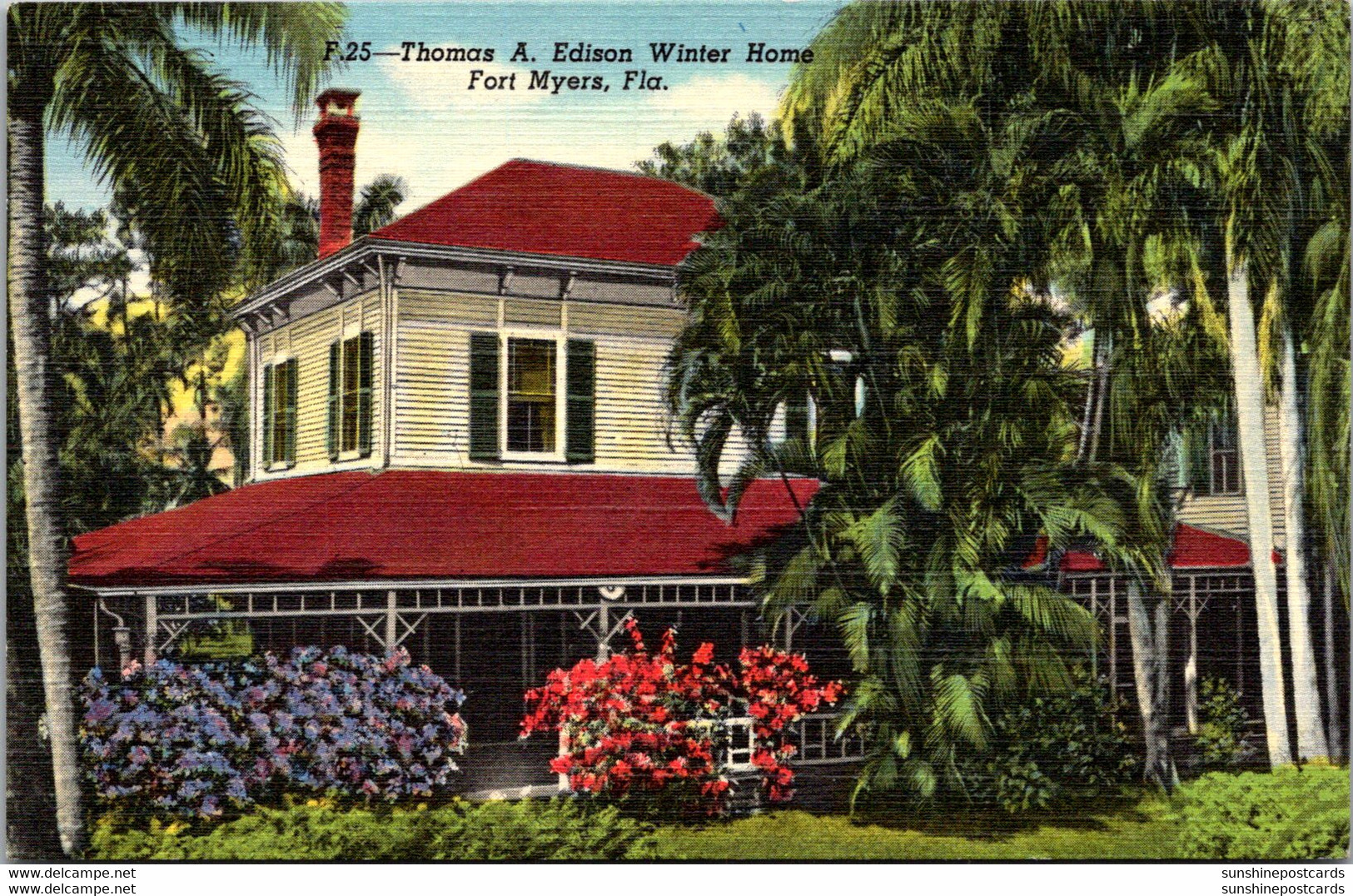 Florida Fort Myers Thomas A Edison Winter Home Curteich - Fort Myers