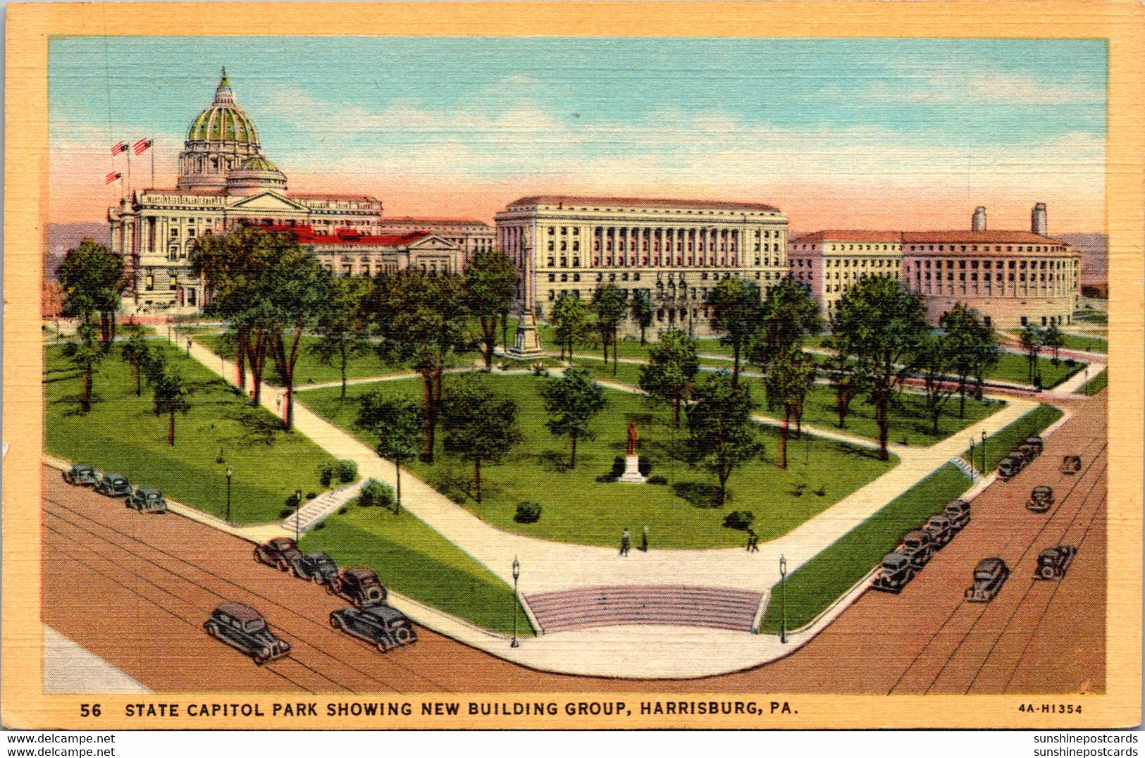 Pennsylvania Harrisburg State Capitol Park Showing New Building Group Curteich - Harrisburg