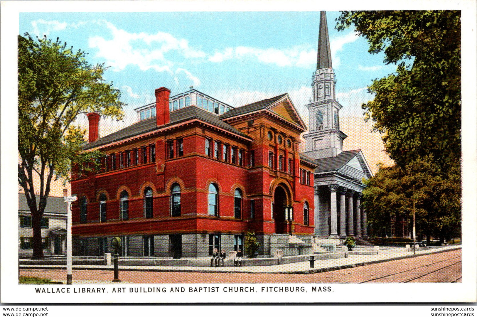 Massachusetts Fitchburg Wallace Library Art Building And Baptist Church - Fall River