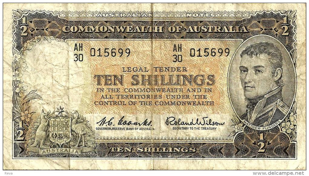 AUSTRALIA 10 SHILLINGS BROWN 2ND ISSUE MAN HEAD ND(1961) RBA WITHDRAWED 1966 F READ DESCRIPTION CAREFULLY !! - Other & Unclassified