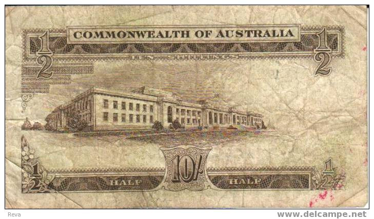 AUSTRALIA 10 SHILLINGS BROWN 2ND ISSUE MAN HEAD ND(1961) RBA WITHDRAWED 1966 F READ DESCRIPTION CAREFULLY !! - Other & Unclassified