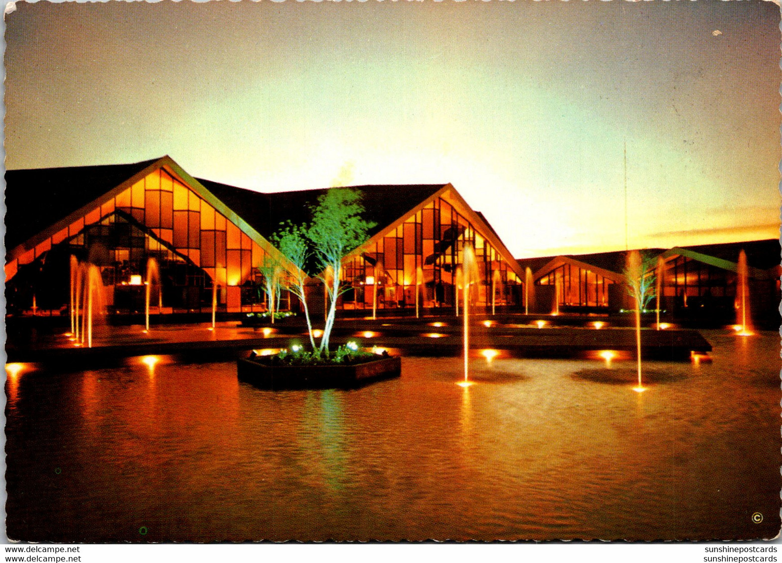 Oklahoma Oklahoma City National Cowboy Hall Of Fame Twilight On The Fountains And Garden Pool - Oklahoma City