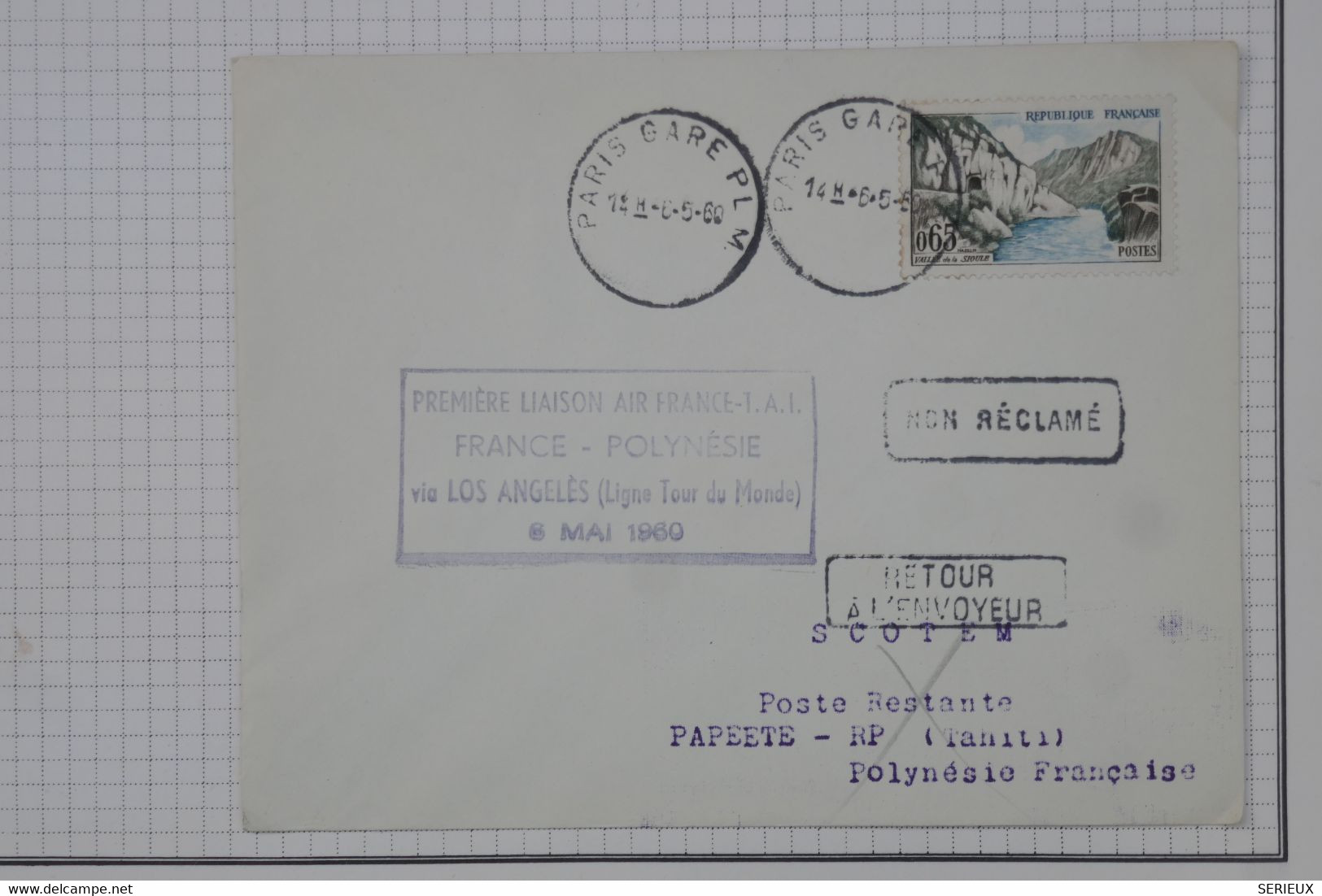 BC8 FRANCE  BELLE LETTRE  RR 1960 1ERE LIAISON PARIS TAHITI PAPEETE  +CACHET SANS DATE +  +AFFRANCH.  PLAISANT   ++ - 1960-.... Covers & Documents