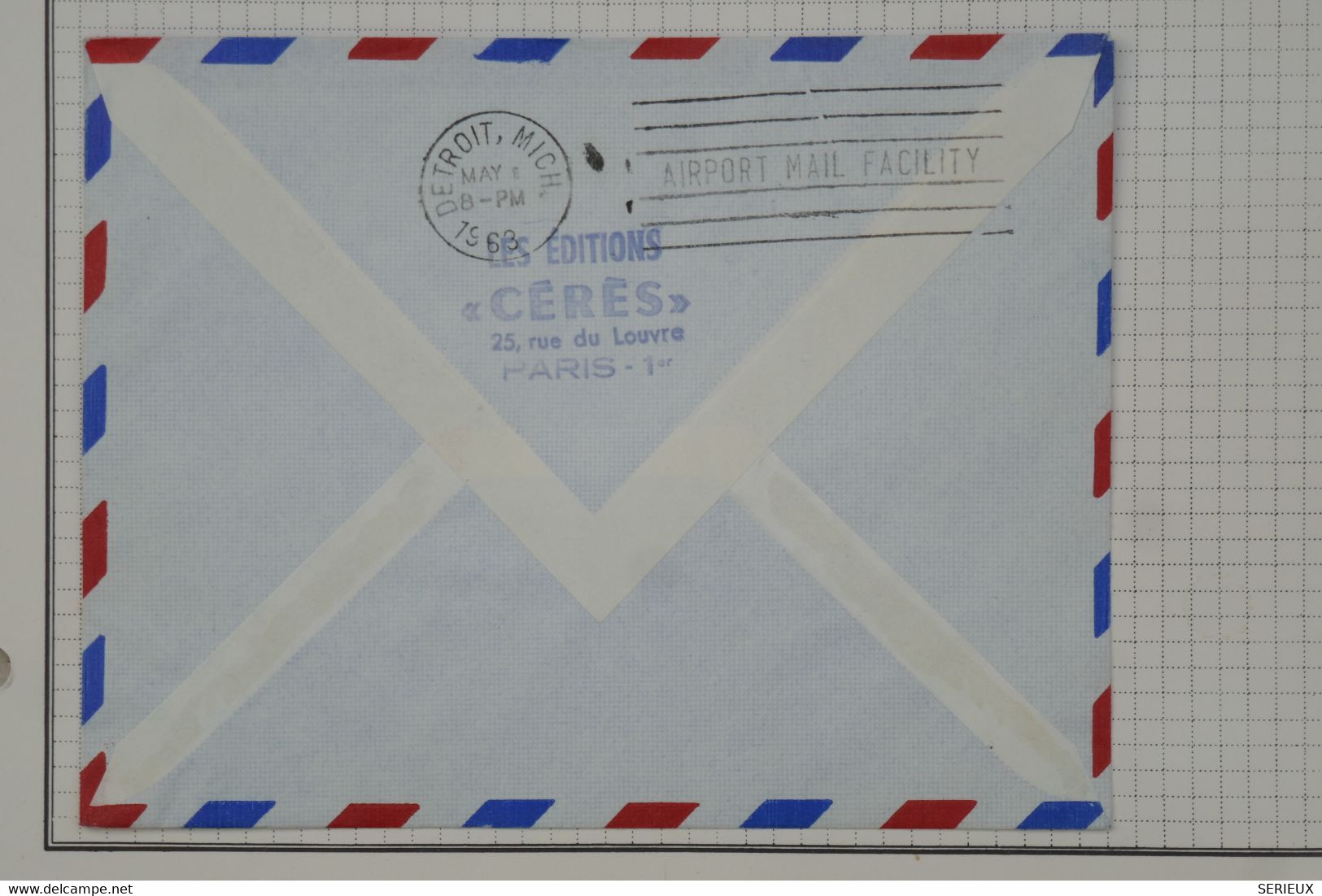 BC8 FRANCE  BELLE LETTRE  RR 1963 TWA  PARIS DETROIT USA  + MANET +AFFRANCH. AVION PLAISANT   ++ - 1960-.... Lettres & Documents