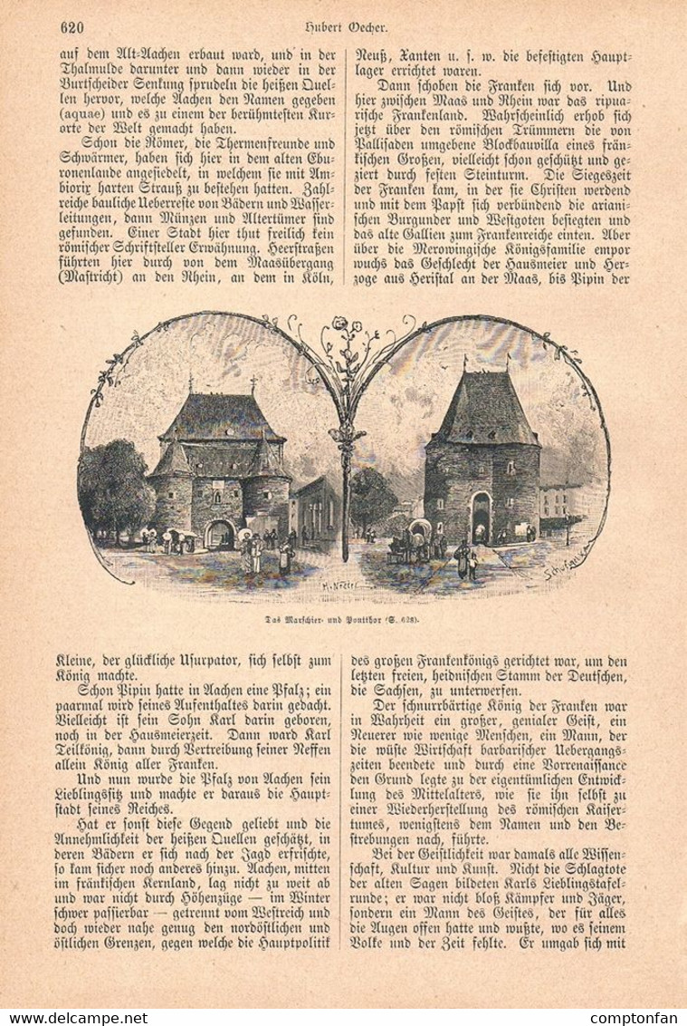 A102 1240-2 Aachen 2 Resindenzen Karl Der Große Artikel / Bilder 1885 !! - Politik & Zeitgeschichte