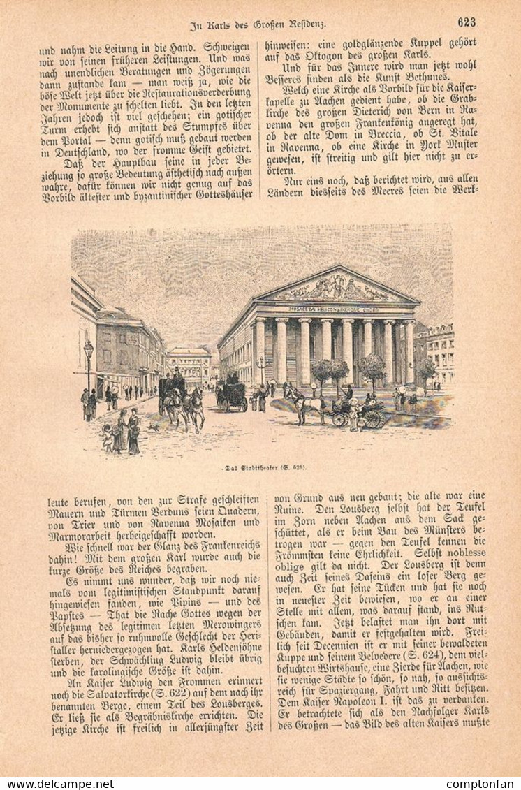 A102 1240-2 Aachen 2 Resindenzen Karl Der Große Artikel / Bilder 1885 !! - Politik & Zeitgeschichte