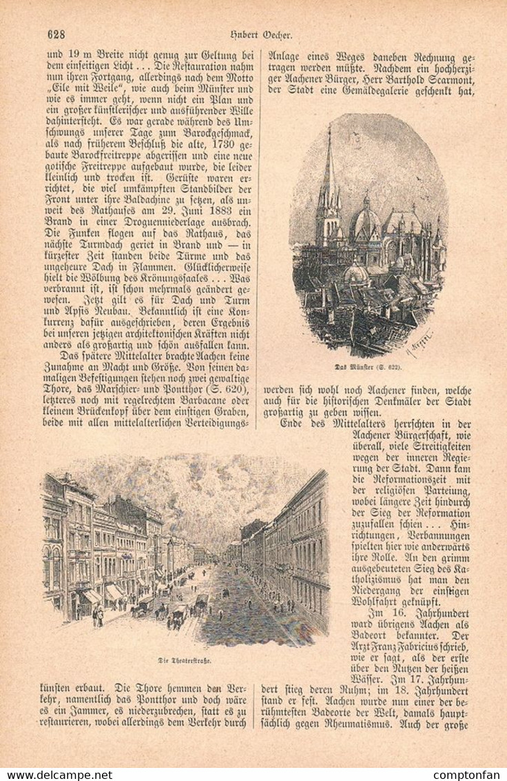 A102 1240-2 Aachen 2 Resindenzen Karl Der Große Artikel / Bilder 1885 !! - Politica Contemporanea