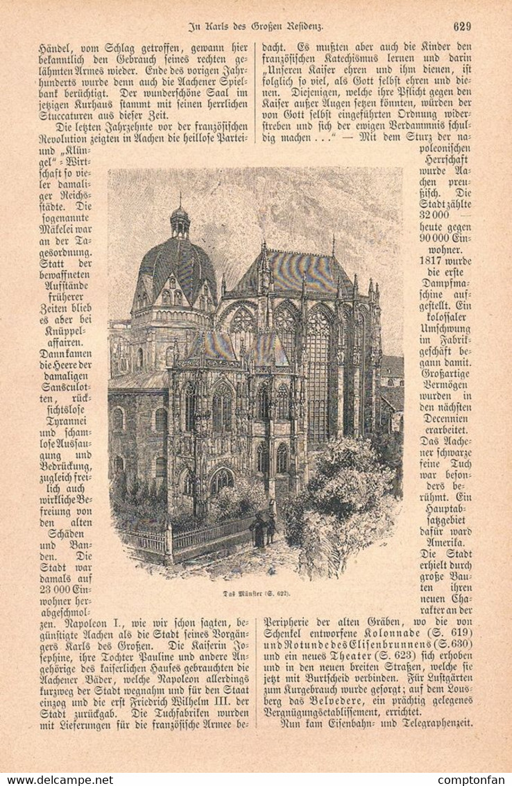 A102 1240-2 Aachen 2 Resindenzen Karl Der Große Artikel / Bilder 1885 !! - Contemporary Politics