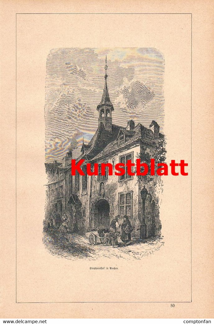 A102 1240-2 Aachen 2 Resindenzen Karl Der Große Artikel / Bilder 1885 !! - Politik & Zeitgeschichte