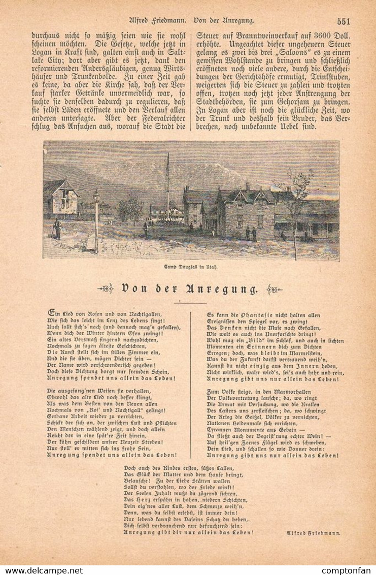 A102 1242-2 Utah Salt Lake City Mormonen Artikel / Bilder 1885 !! - Autres & Non Classés