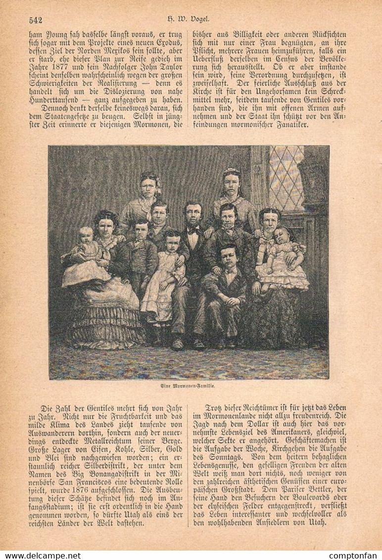 a102 1242-2 Utah Salt Lake City Mormonen Artikel / Bilder 1885 !!