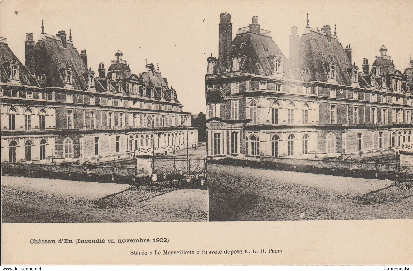 Vue Stéréoscopique - Château D' Eu (Incendié En Novembre 1902) - Cartes Stéréoscopiques