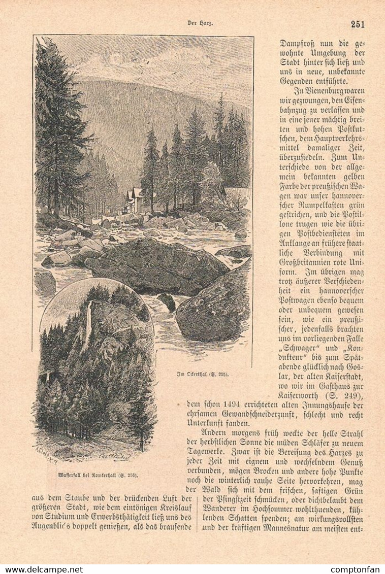 A102 1256 Vogt Der Harz Goslar Brocken Halberstadt Bodetal Artikel / Bilder 1883 !! - Autres & Non Classés