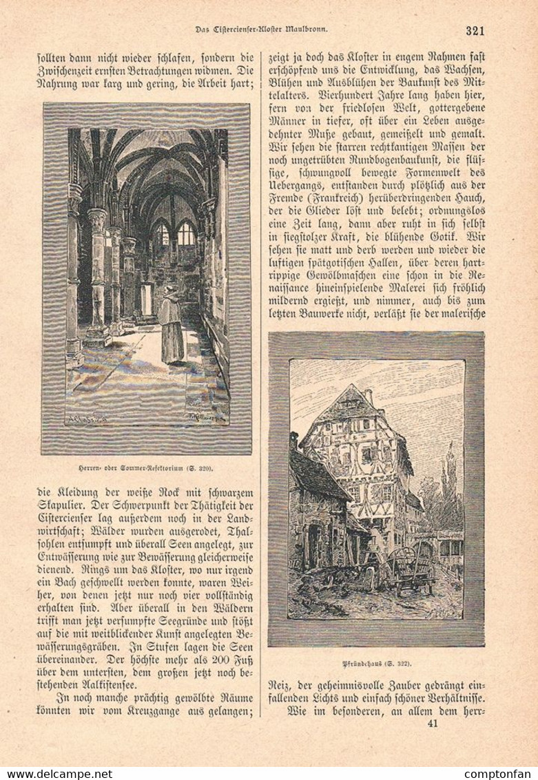 A102 1257 Eduard Paulus Kloster Maulbronn Artikel / Bilder 1883 !! - Autres & Non Classés