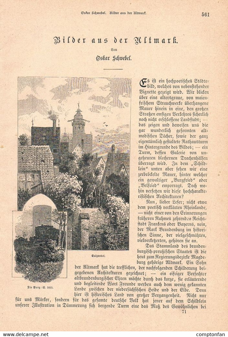 A102 1263 Schwebel Altmark Salzwedel Tangermünde Artikel / Bilder 1883 !! - Autres & Non Classés